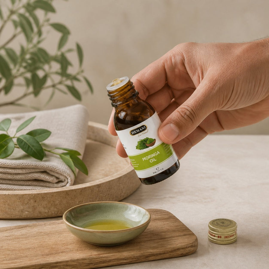 Huile de Moringa Capillaire - Nourrissante et Réparatrice 30 ml – application en situation réelle, geste de soin quotidien