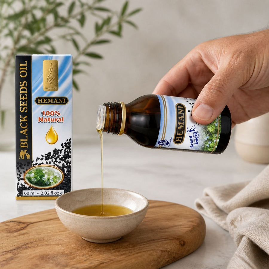 Huile de Nigelle Hemani 60 ml - 100% Naturelle – application en situation réelle, geste de soin quotidien