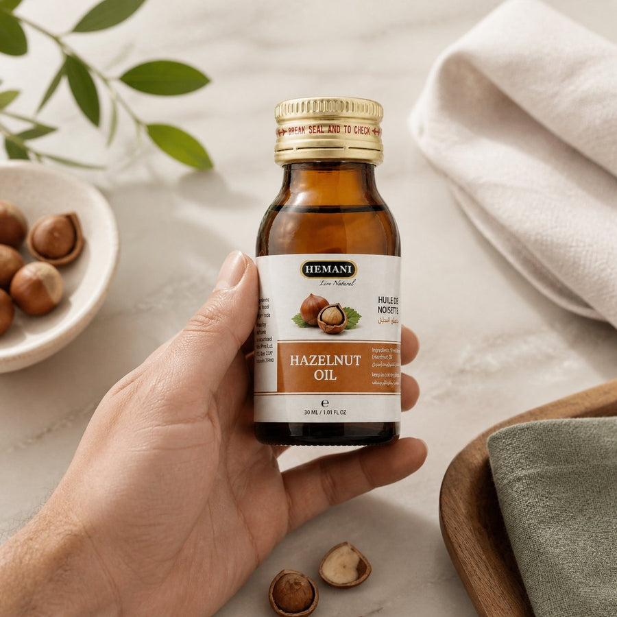 Huile de Noisette 30ml Hemani Naturel – application en situation réelle, geste de soin quotidien