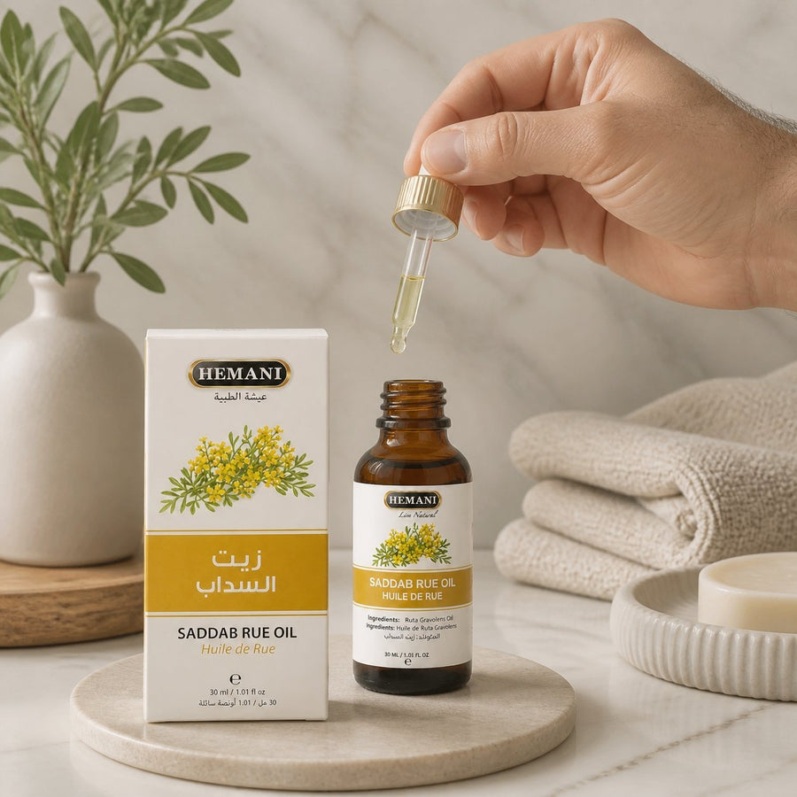 Huile de Figel 30ml ( Huile De Ruta Graveolens- Huile de rue- huile de souzab) – application en situation réelle, geste de soin quotidien