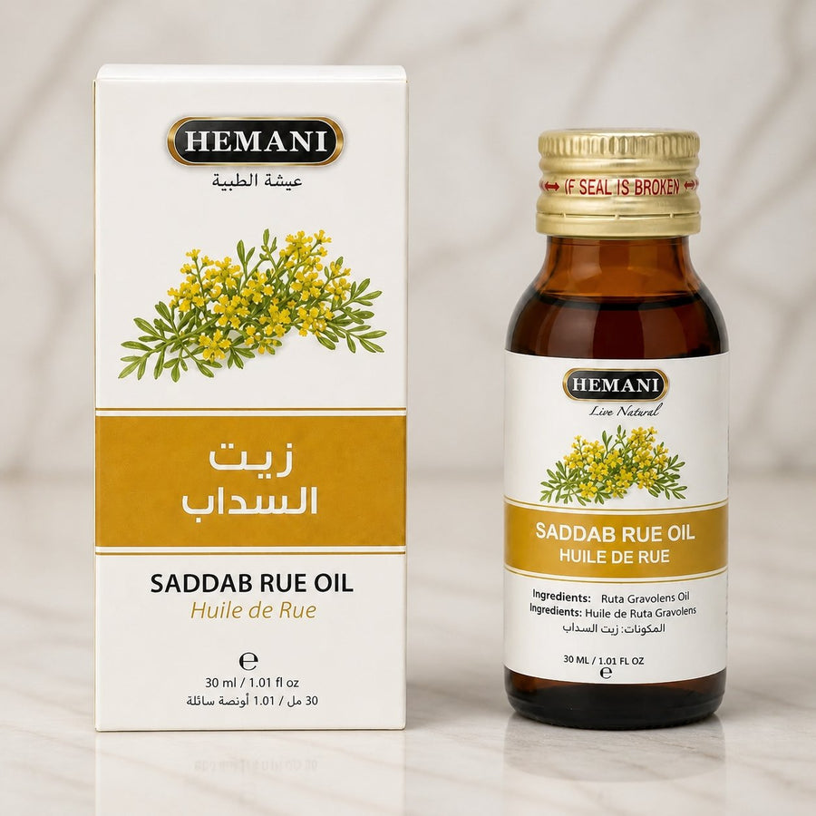 Huile de Figel 30ml ( Huile De Ruta Graveolens- Huile de rue- huile de souzab) – gros plan sur les détails et la finition du packaging