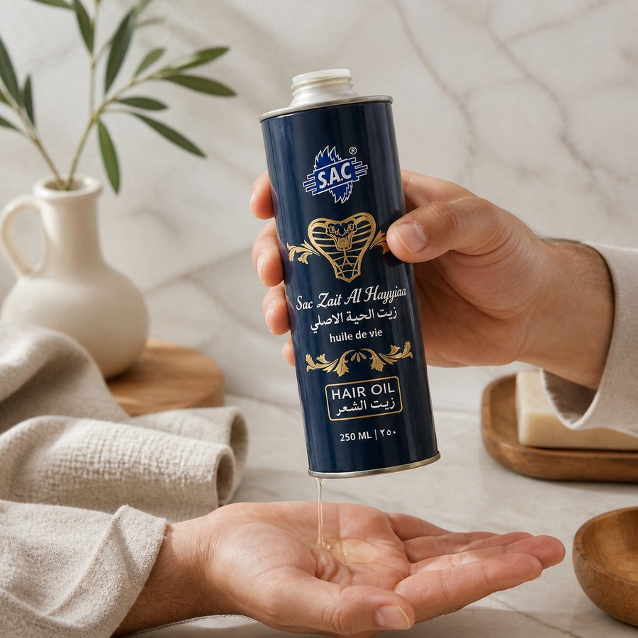 Huile de Serpent Zait Al Hayee 250 ml - Huile Capillaire – application en situation réelle, geste de soin quotidien