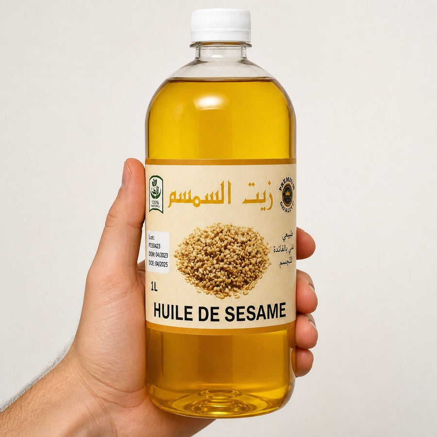 Huile de sésame 100% Naturel - 1L – taille et contenance réelles du produit en main