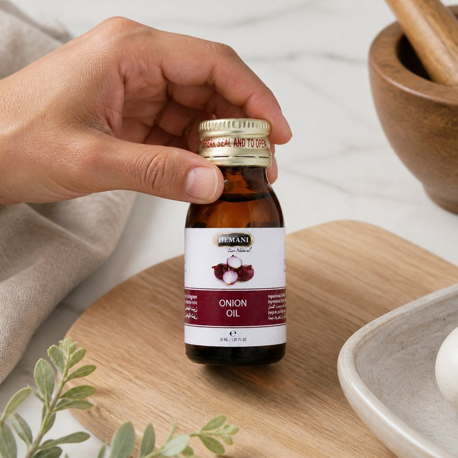 Huile d’Oignon Hemani 30 ml - Huile Capillaire – application en situation réelle, geste de soin quotidien