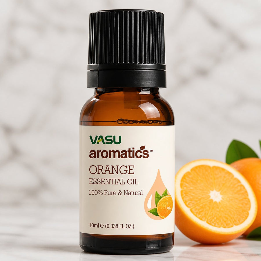 Huile essentiel d'Orange 10mL - Aromatics – gros plan sur les détails et la finition du packaging