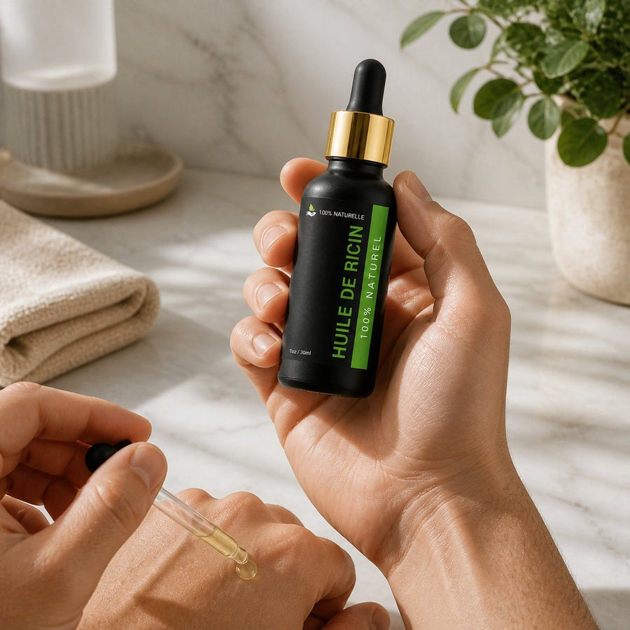 Huile de Ricin 30 ml - Pipette Cheveux Cils Ongles – application en situation réelle, geste de soin quotidien