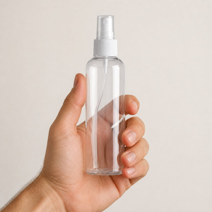 Lot de 12 Flacons Vaporisateur 100ml Vide Sac Atomiseur de Poche Spray Plastique – taille et contenance réelles du produit en main