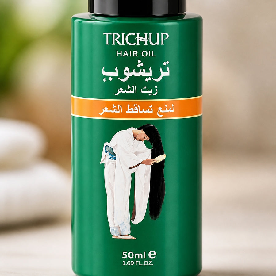 Huile Anti-Chute Soin Indien Trichup 50mL – gros plan sur la texture