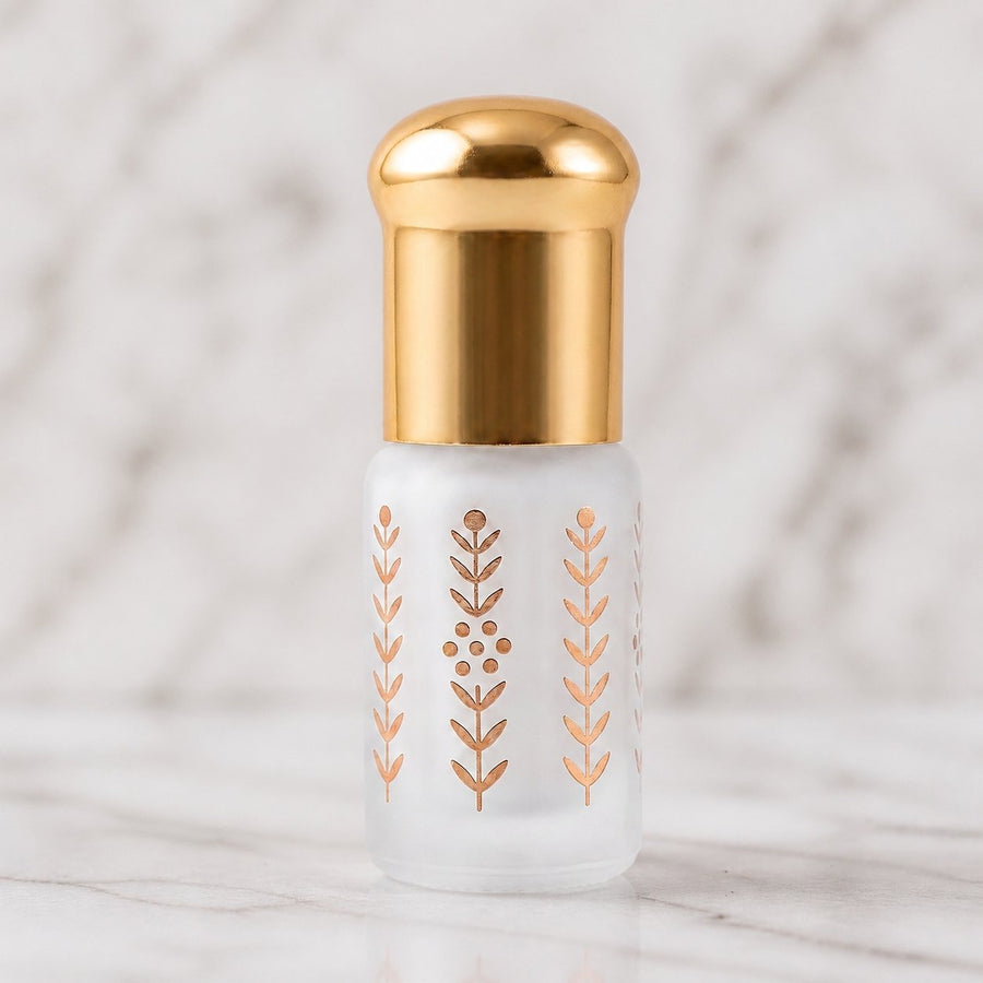 Musc Tahara Barbe à Papa 3 mL - Musc Blanc Parfumé – gros plan sur les détails et la finition du packaging