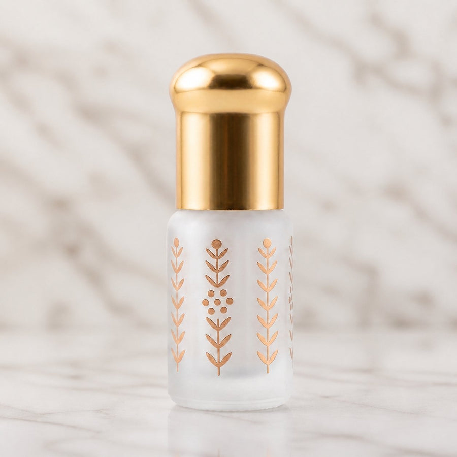 Musc Tahara Coco 3 mL - Musc Blanc Parfumé – gros plan sur les détails et la finition du packaging