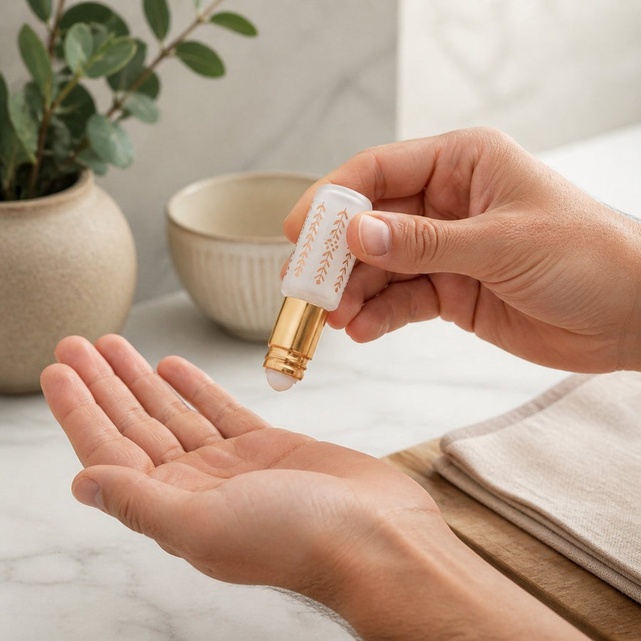 Musc Tahara Mangue 3 mL - Musc Blanc Parfumé – application en situation réelle, geste de soin quotidien