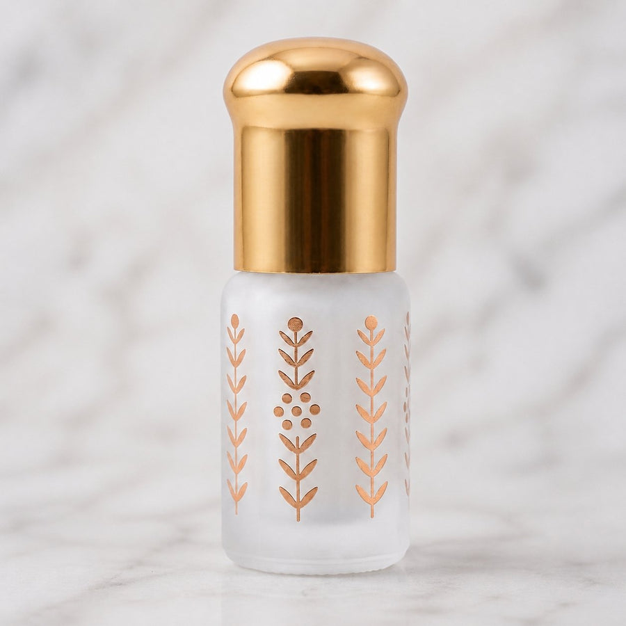 Musc Tahara Pastèque 3 mL - Musc Blanc Parfumé – gros plan sur les détails et la finition du packaging