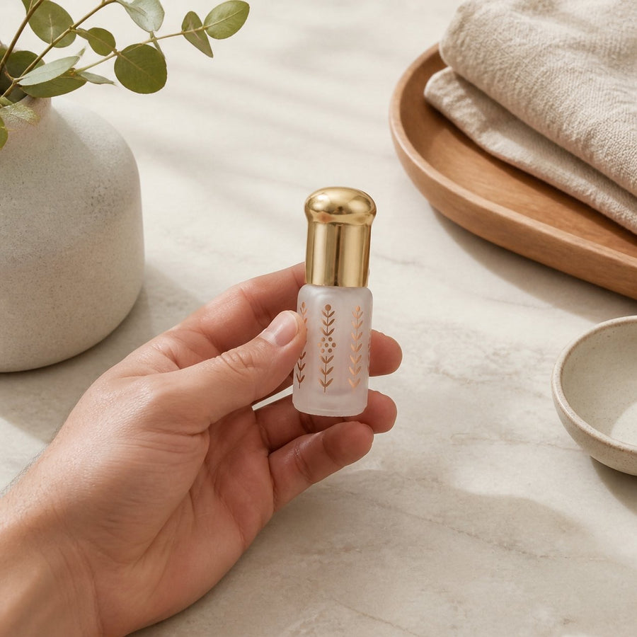 Musc Tahara Thé Vert 3 mL - Musc Blanc Parfumé – application en situation réelle, geste de soin quotidien