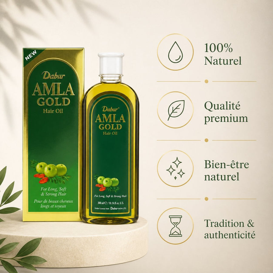 Huile Amla Authentique 100mL - Huile de Beauté Indiennes Fortifiant – infographie des bienfaits et des ingrédients clés