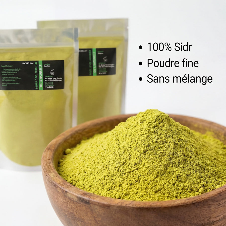 Sidr en poudre (feuilles de jujubier) – Pack 2×1 kg – 100% naturel – Origine Maroc – NATURELUXY