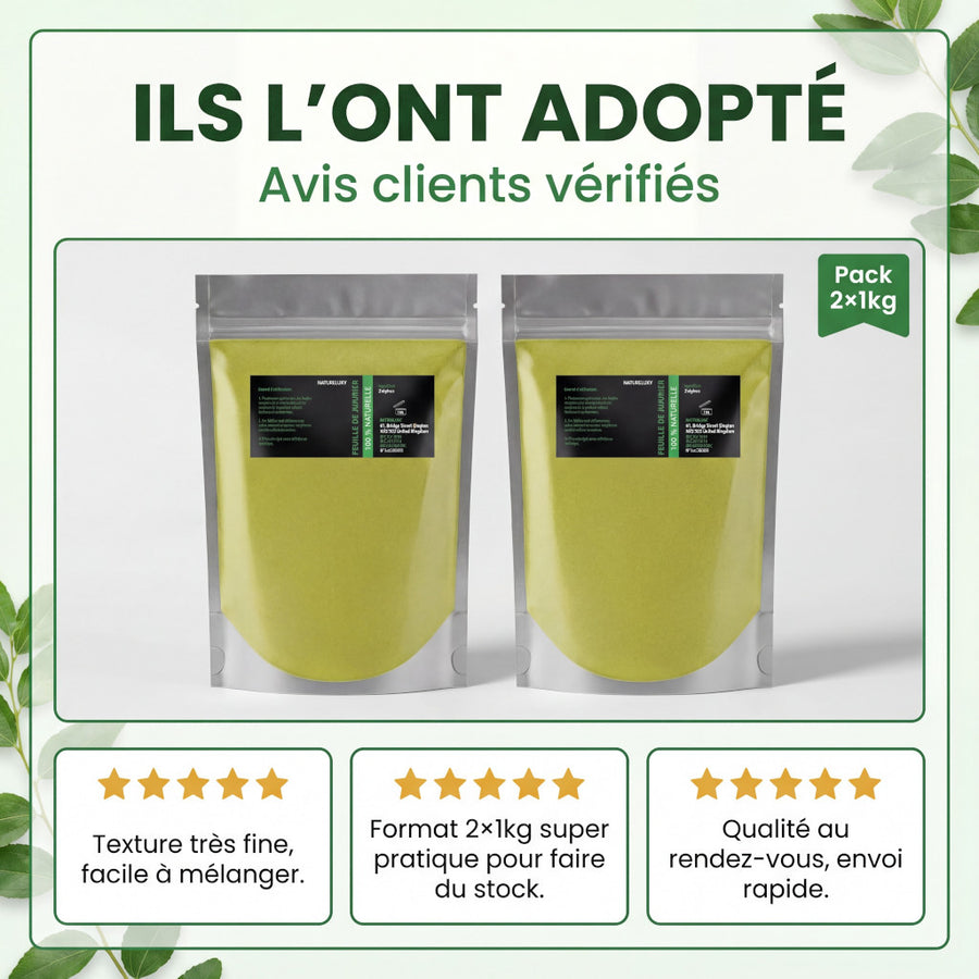 Sidr en poudre (feuilles de jujubier) – Pack 2×1 kg – 100% naturel – Origine Maroc – NATURELUXY