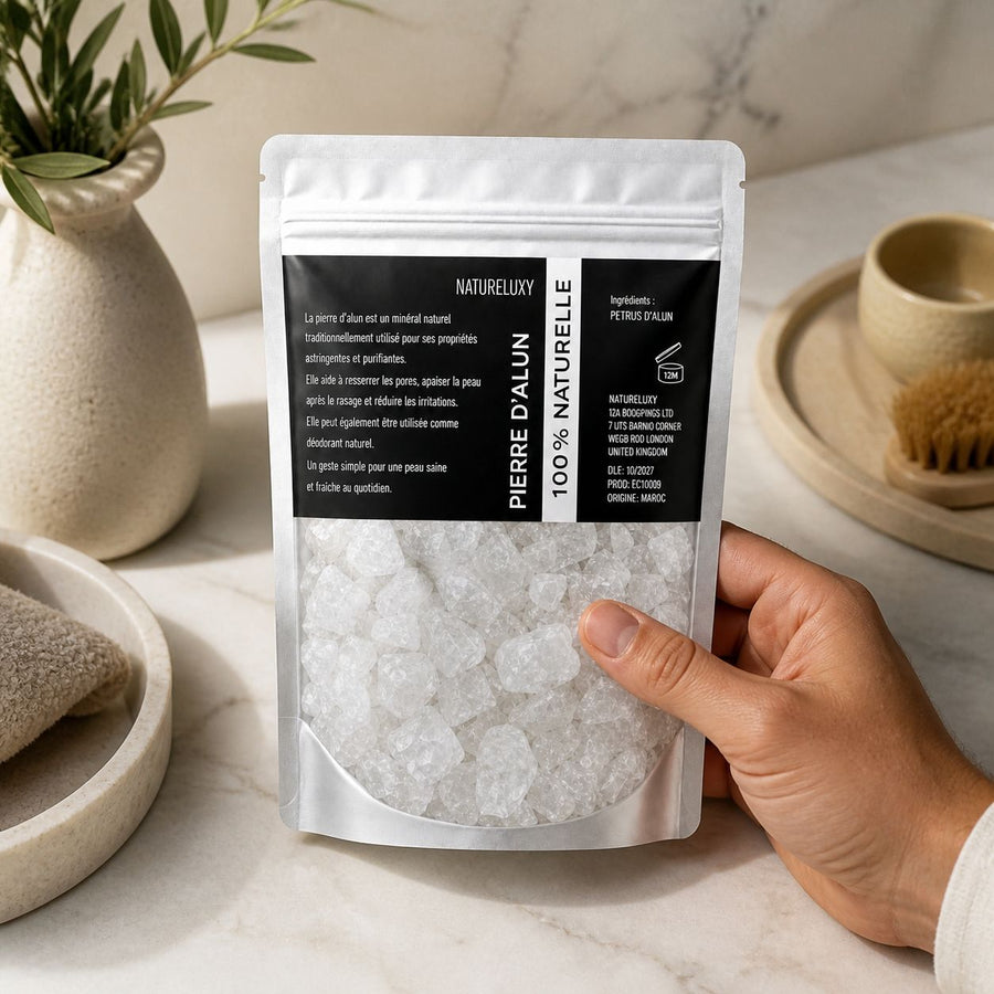 Pierre d'Alun Brute 250 g Déodorant Naturel Potassium Medical & Care – application en situation réelle, geste de soin quotidien