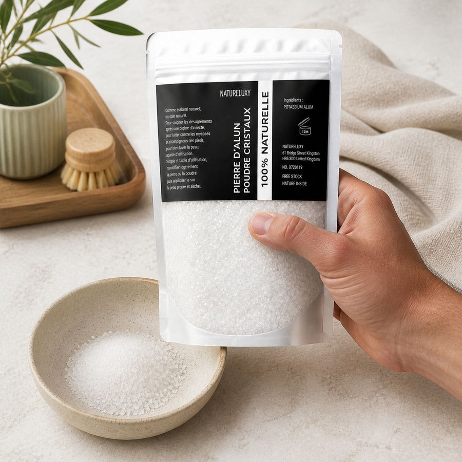 Pierre d'Alun Poudre - 250g - Déo Naturel - Potassium Medical & Care – application en situation réelle, geste de soin quotidien