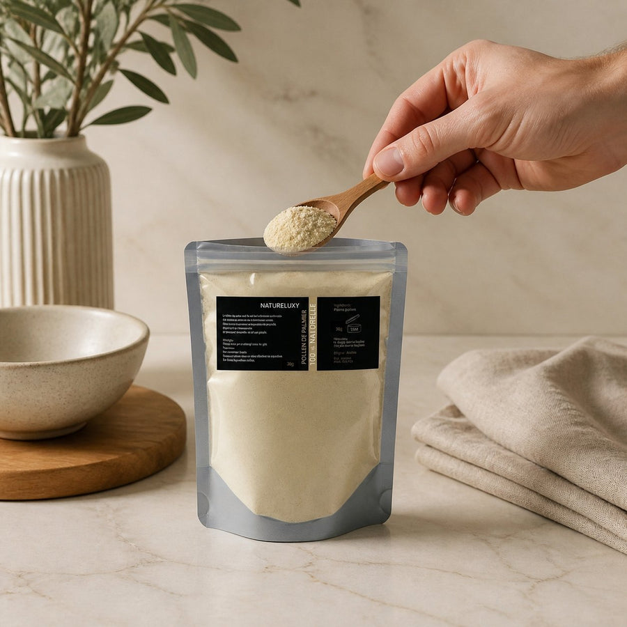Pollen de palmier Pur et naturel 60g – application en situation réelle, geste de soin quotidien