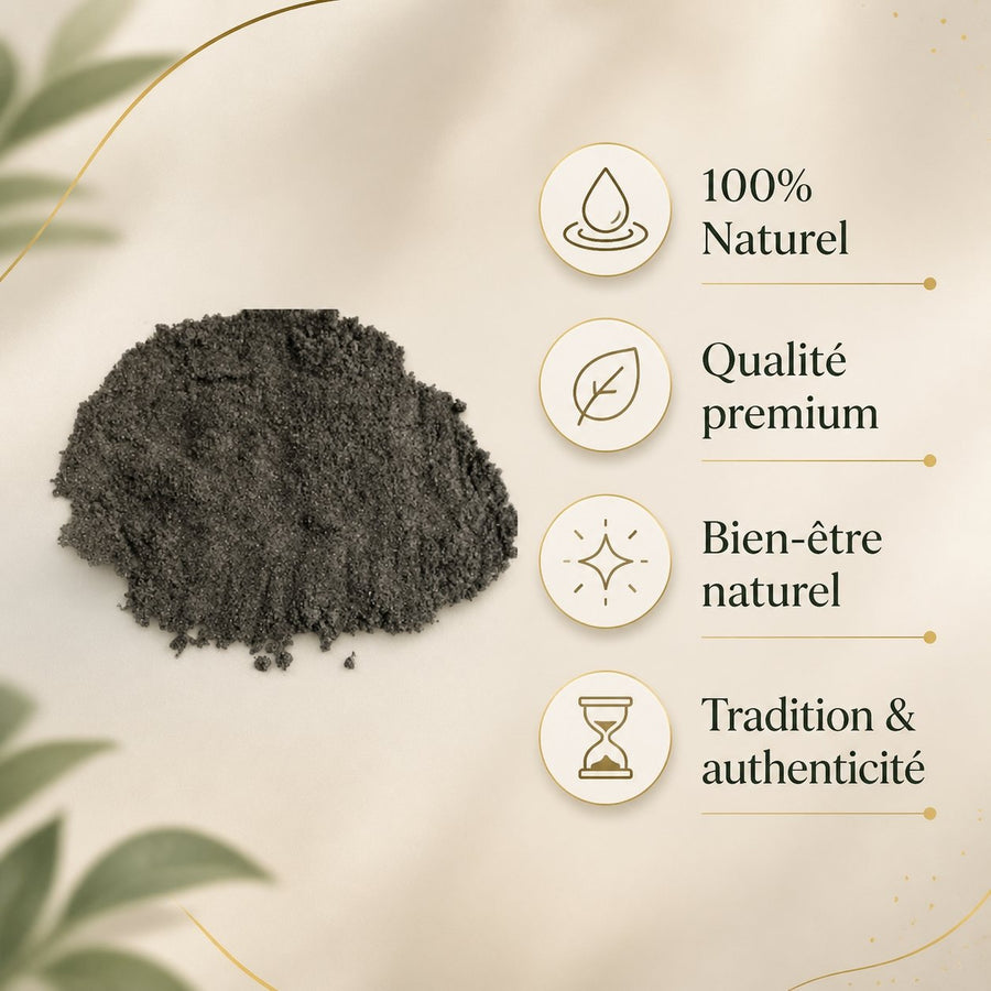 Poudre de Graines de Nigelle 50g – 100% Naturelle (Habba Sawda / Kalonji) – infographie des bienfaits et des ingrédients clés