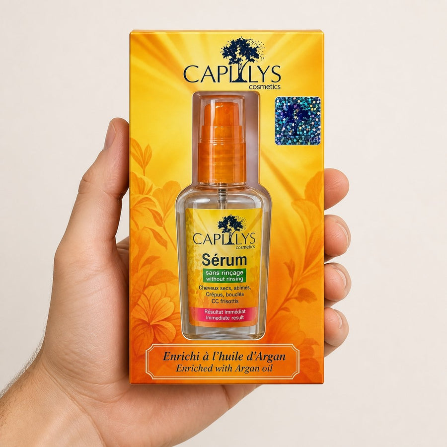 Serum à l'huile d'Argan Capilys 30ml – taille et contenance réelles du produit en main