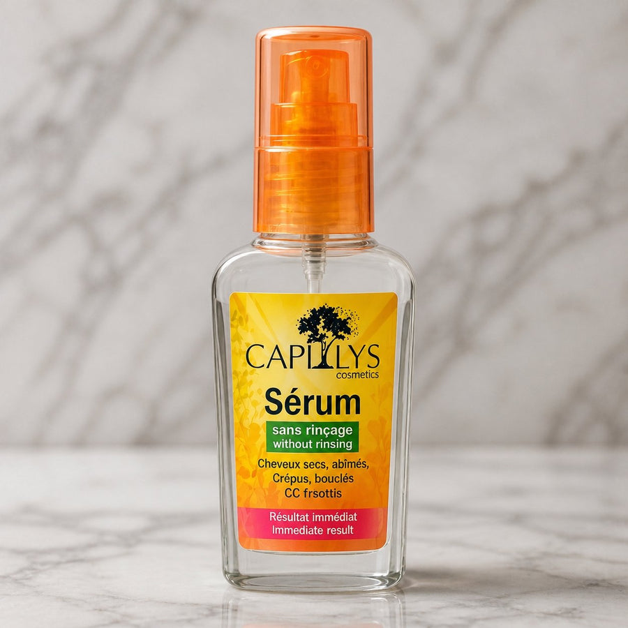 Serum à l'huile d'Argan Capilys 30ml – gros plan sur les détails et la finition du packaging
