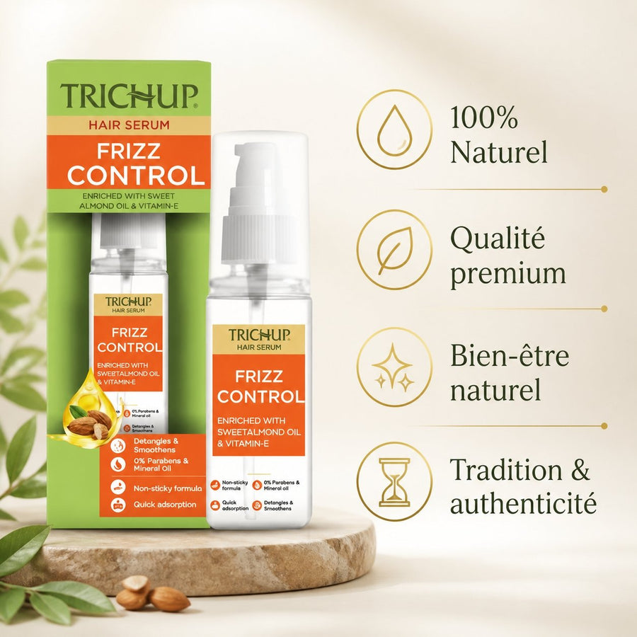 Sérum Capillaire Trichup contre les Frisottis – infographie des bienfaits et des ingrédients clés