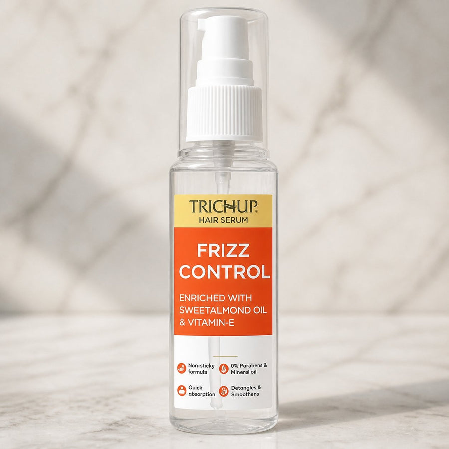 Sérum Capillaire Trichup contre les Frisottis – gros plan sur les détails et la finition du packaging