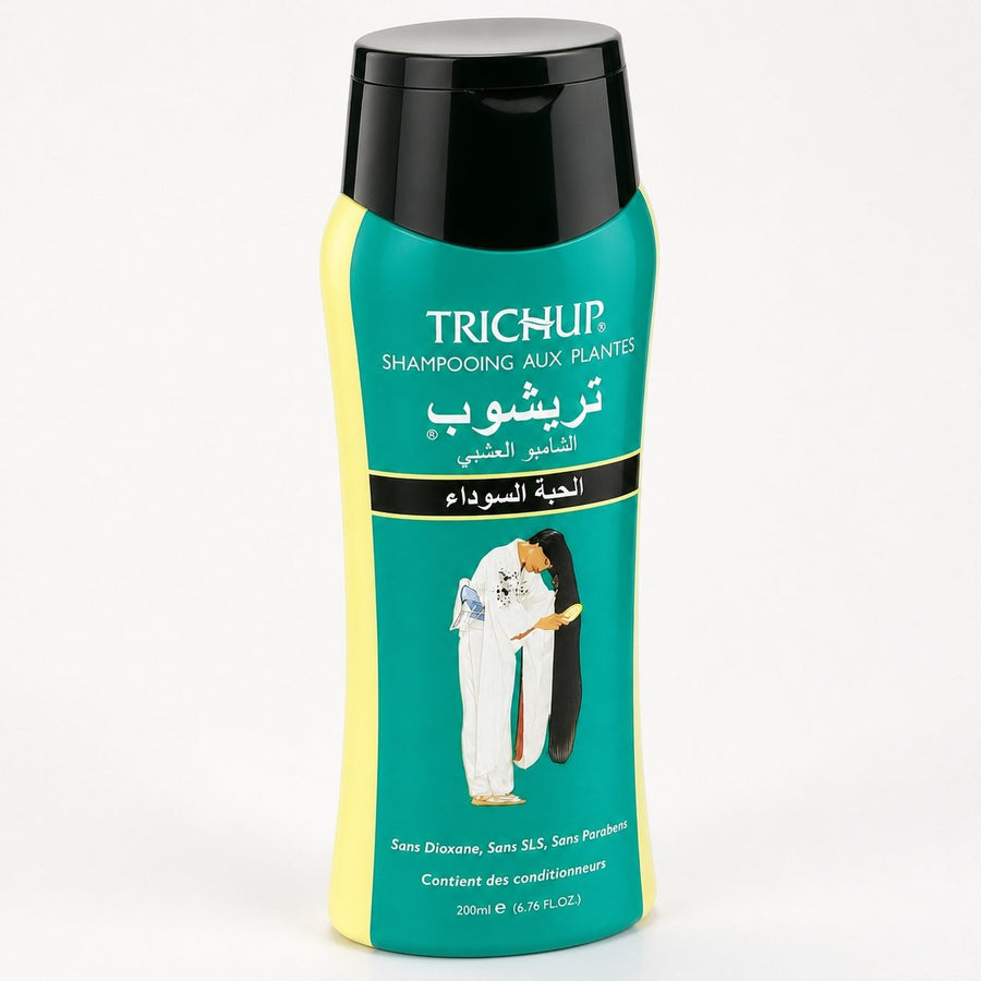 Shampoing Soin Indien à la Graine de Nigelle 200mL Trichup – présentation vue de trois quarts