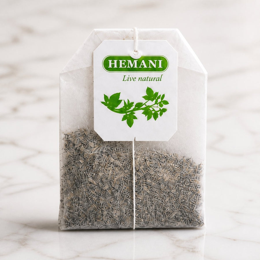 Tisane de Séné Hemani 20 Sachets - Infusion Plantes – gros plan sur les détails et la finition du packaging