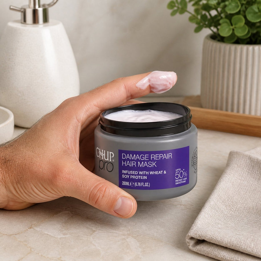 Trichup Pro Masque Capillaire Réparation (Damage Repair) – Protéines de Blé & Soja – 200 ml – application en situation réelle, geste de soin quotidien