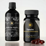 Pack Nigelle d’Éthiopie 99% – 60 Capsules (500 mg) + Huile 100 mL – Cosmétique & Comestible