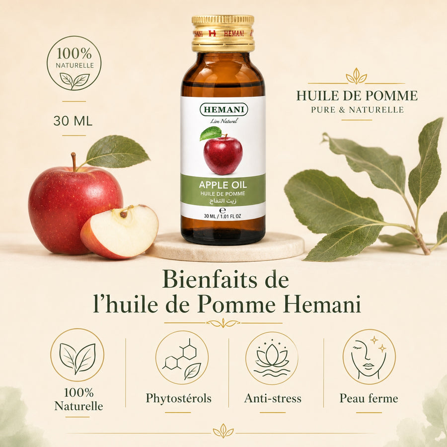 Hemani Huile de Pomme 30 mL — Infographie des bienfaits