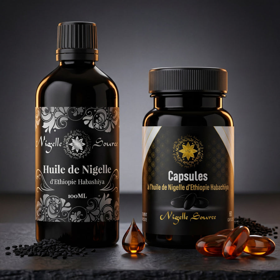 Äthiopisches Nigella-Paket, 60 Kapseln und Öl, 100 ml, Reinheit 99 %