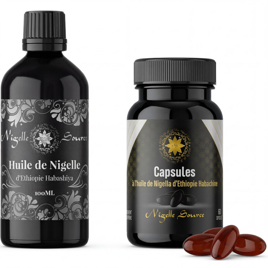 Äthiopisches Nigella-Paket, 60 Kapseln und Öl, 100 ml, Reinheit 99 %