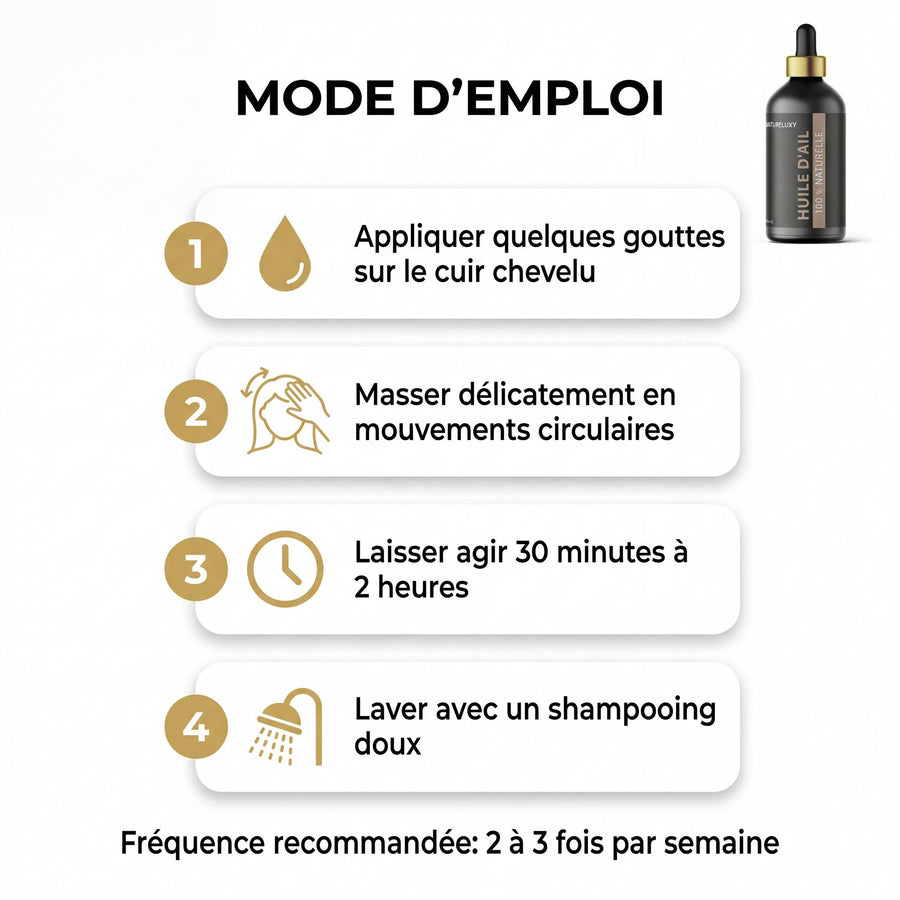 Huile d'Ail 100mL Pipette 100% Naturelle – produit naturel présenté par Natureluxy