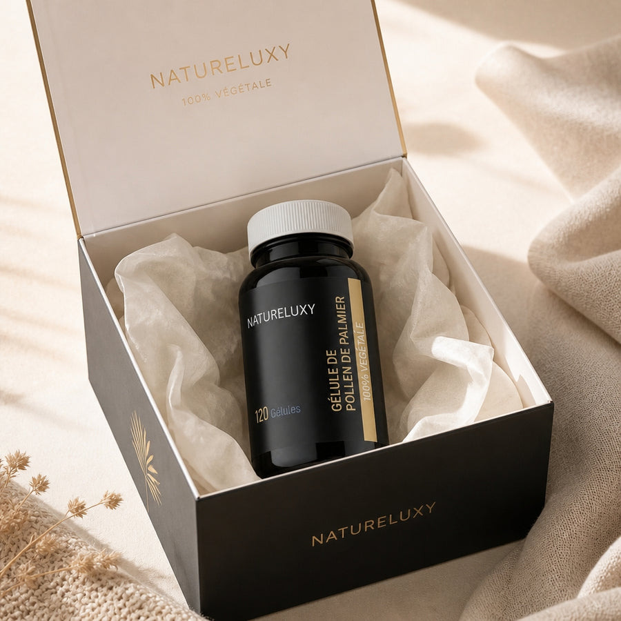 240 gélules Pollen de Palmier Natureluxy ‑5 % — coffret packaging premium