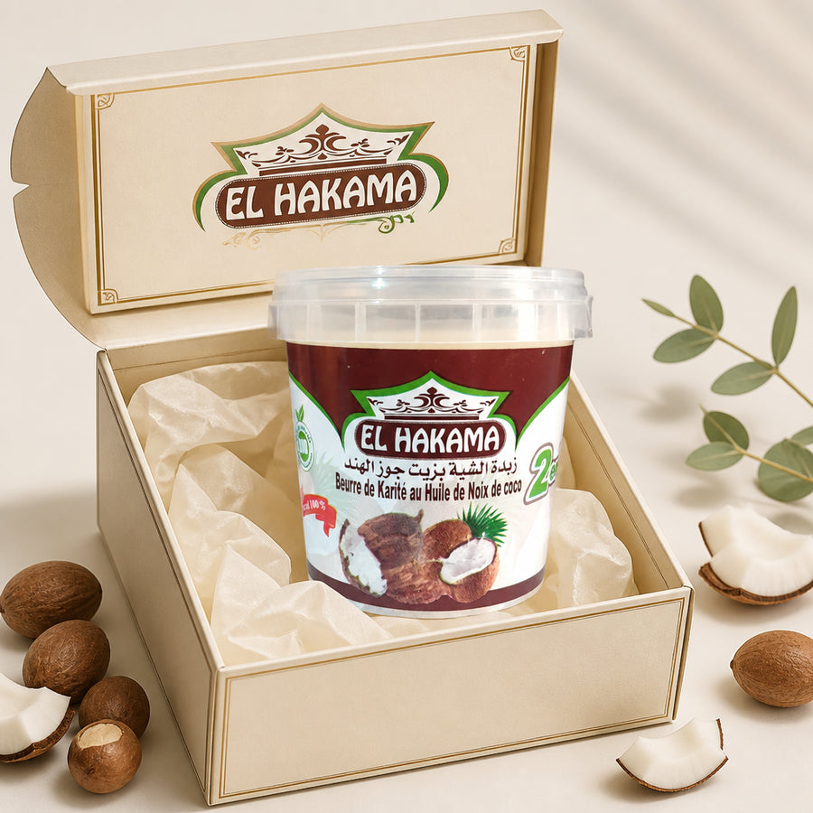 Beurre de Karité & Noix de Coco 150mL - coffret packaging cadeau premium, packaging d'origine préservé