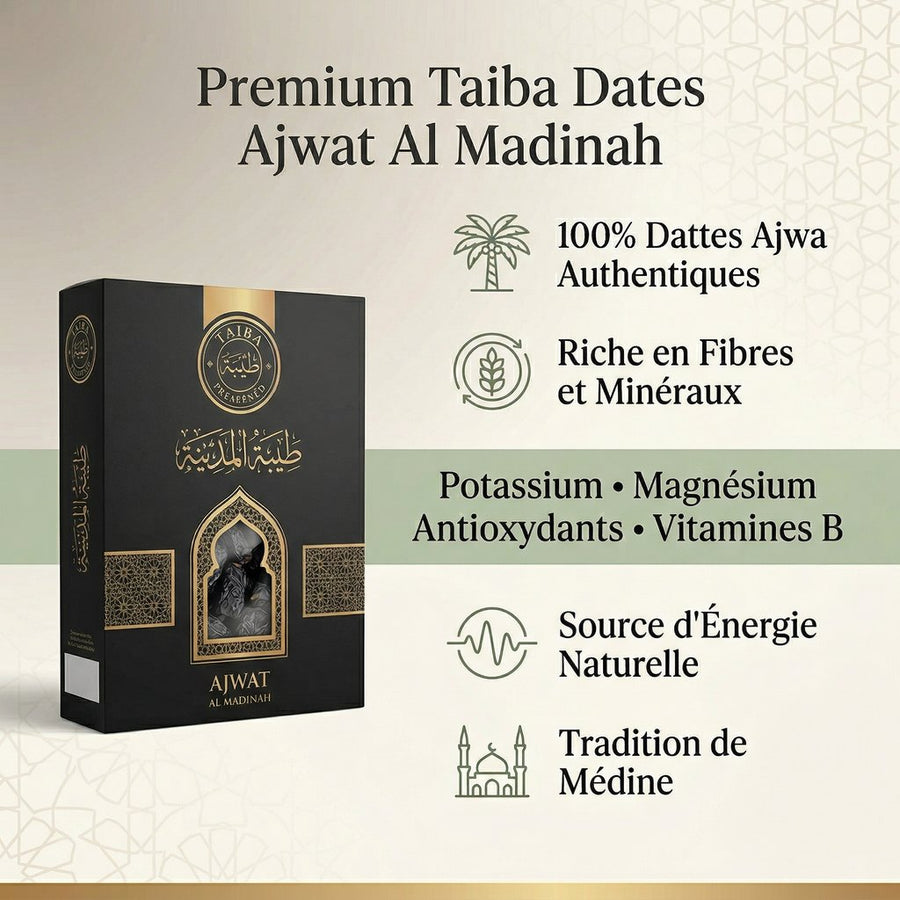 Taiba Dates Ajwat Al Madinah - Infographie bénéfices