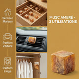 Lot de 5 Carrés de Musc Ambré – Parfum Solide Peau & Linge – Origine Pakistan