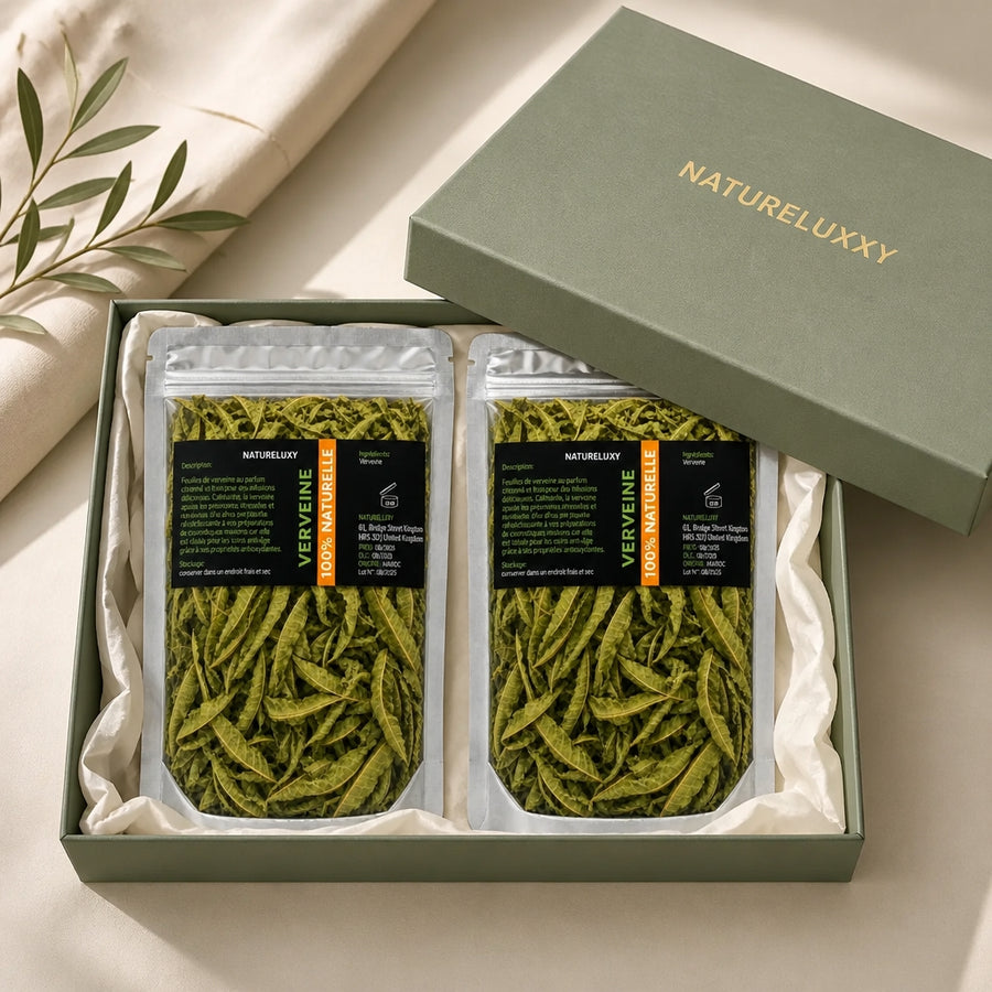 Feuilles de Verveine séchées 2×50 g naturelles — coffret packaging premium