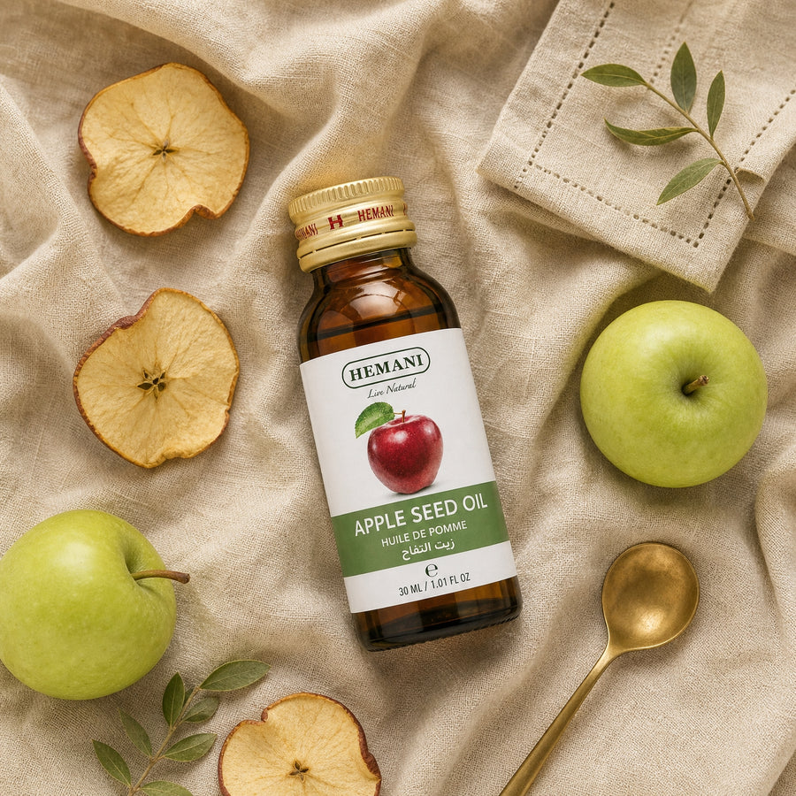 Hemani Huile de Pomme 30 mL — Composition flat-lay naturelle